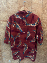 Vintage 90s 100% silk deep red sangria floral pattern Hawaiian shirt size XL